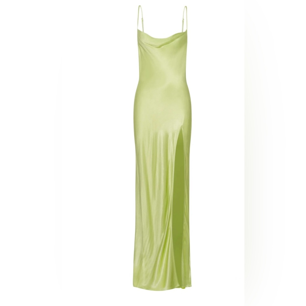 Cowl Neck Backless Maxi Dress - Green